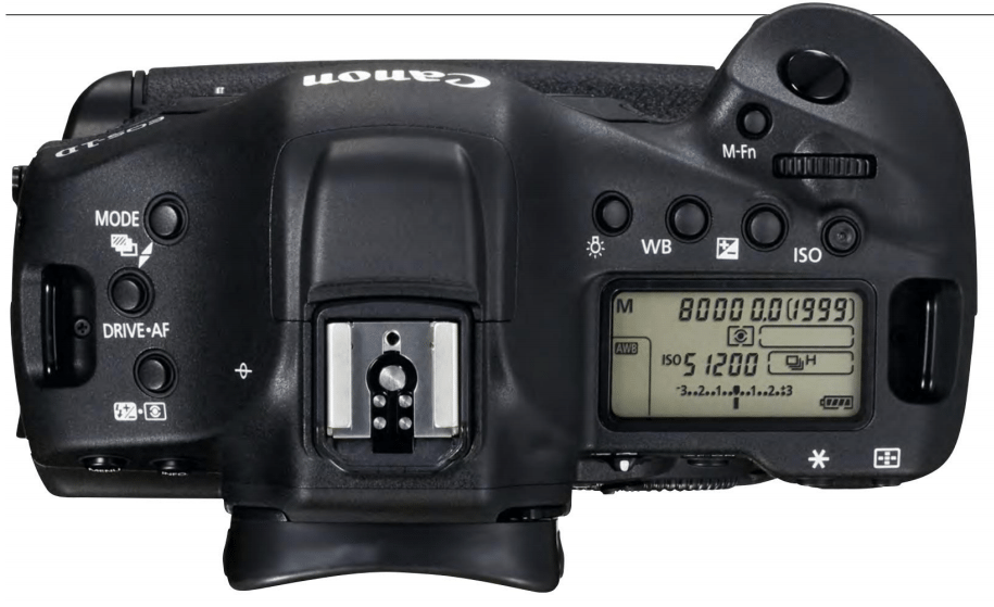 Canon’s pro-level cameras adopt a completely different control layout to the consumer models. The Mode dial is dropped in favour of tough, weather-sealed buttons