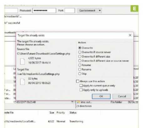 use an FTP package, to drop the downloaded file in the same directory, overwriting the one that