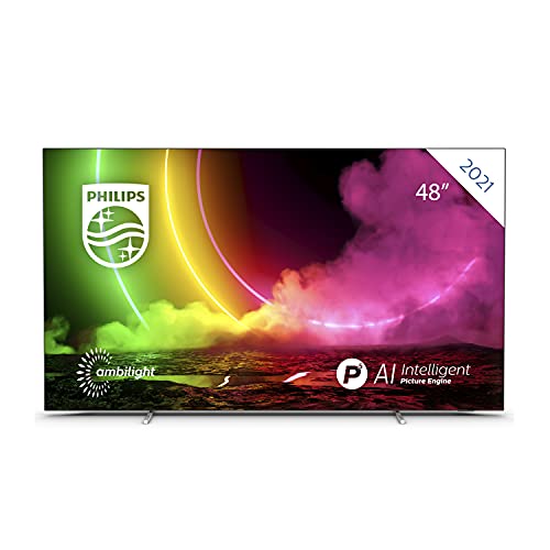 Philips 48OLED806 48 Inch 4K UHD OLED Android TV, 4K Smart TV Ambilight, Vibrant HDR Picture, Cinematic Dolby Vision & Atmos Sound, DTS Play-Fi, Compatible with Google Assistance + Alexa, Silver