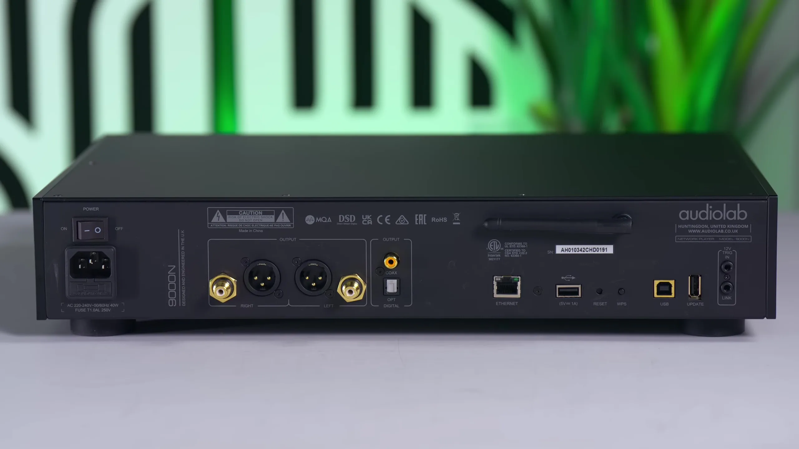 Audiolab 9000N back view, connection panel