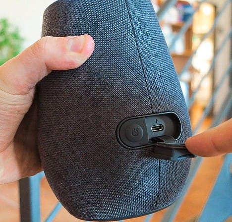 A very sturdy flap next to the on/off button conceals the USB-C charging port.