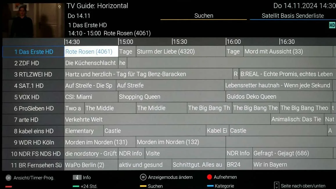 Panasonic TV-55W93A EPG