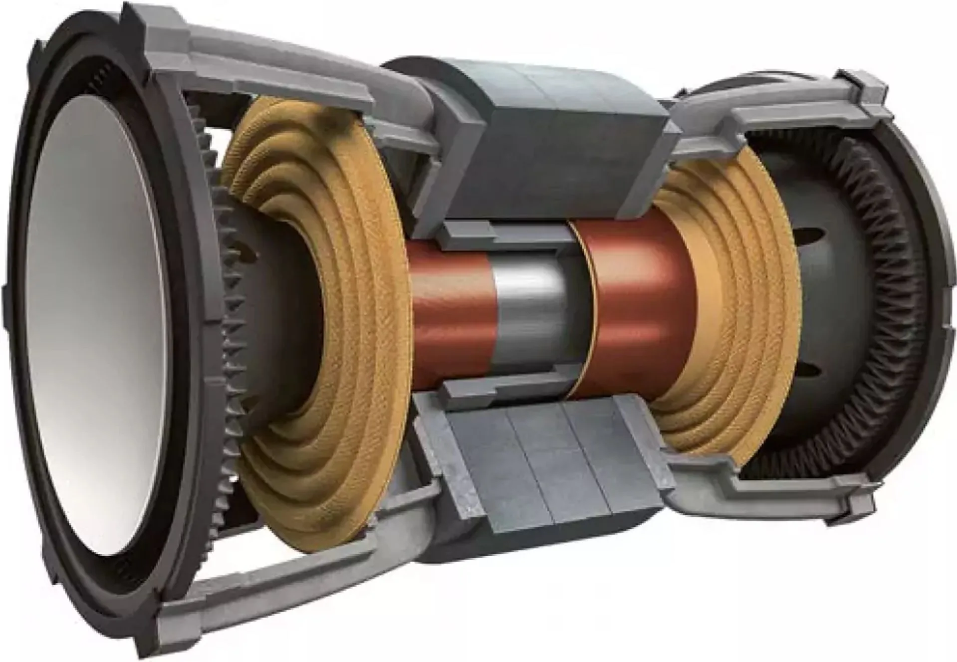 KEF’s new Uni-Core system lets both drivers’ voice coils share a single magnet block—the “core.”