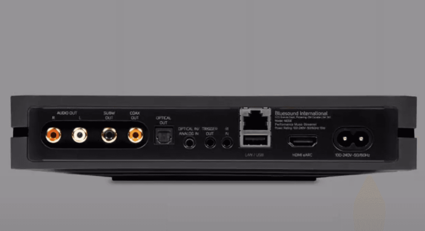 Surely it should have been possible to find room for both an analog 3.5 mm input and a regular optical input on the back? (Photo: Bluesound)