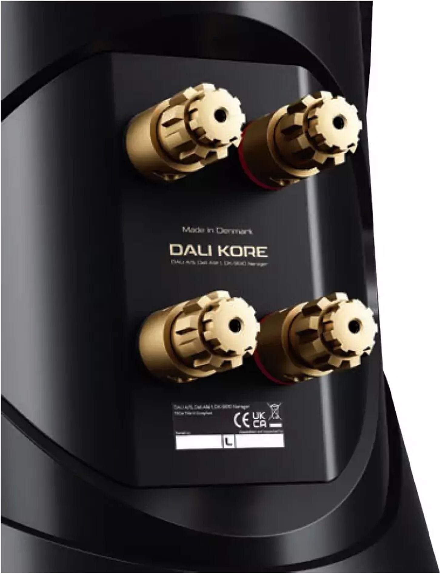 DALI also manufactures the connection panel itself. It is ergonomic and solid, accepts all common connections, and generates high contact pressure.